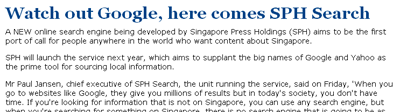 Singapore Localised Search Engine SPH
